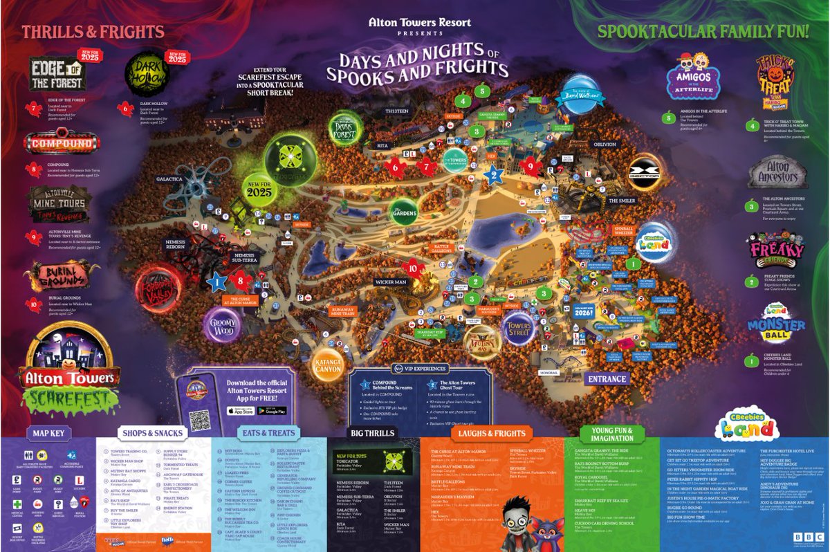 Presenting the 2025 Scarefest Map!🗺️🎃

From terrifying Scare Mazes to family frights, it's time to plan your perfect spooky day out! 👻