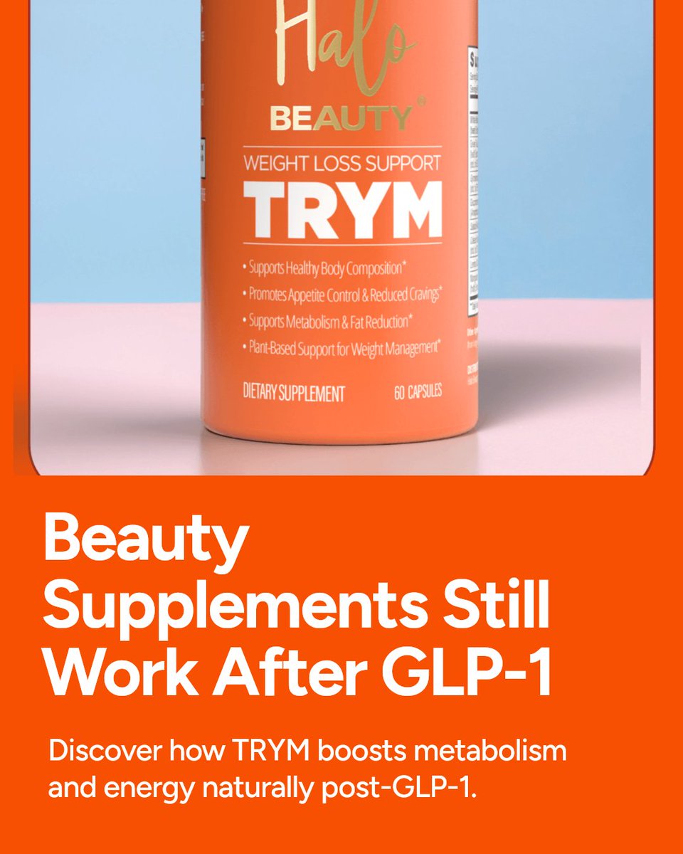 HaloBeauty's tweet photo. "Think beauty supplements can't be powerful post-GLP-1? Think again."  
TRYM is your plant-based ally for metabolism and energy.  
Launching Sep 26.  
Unlock your most radiant self with TRYM. #CleanBeauty https://t.co/9w8qTOVqfh
