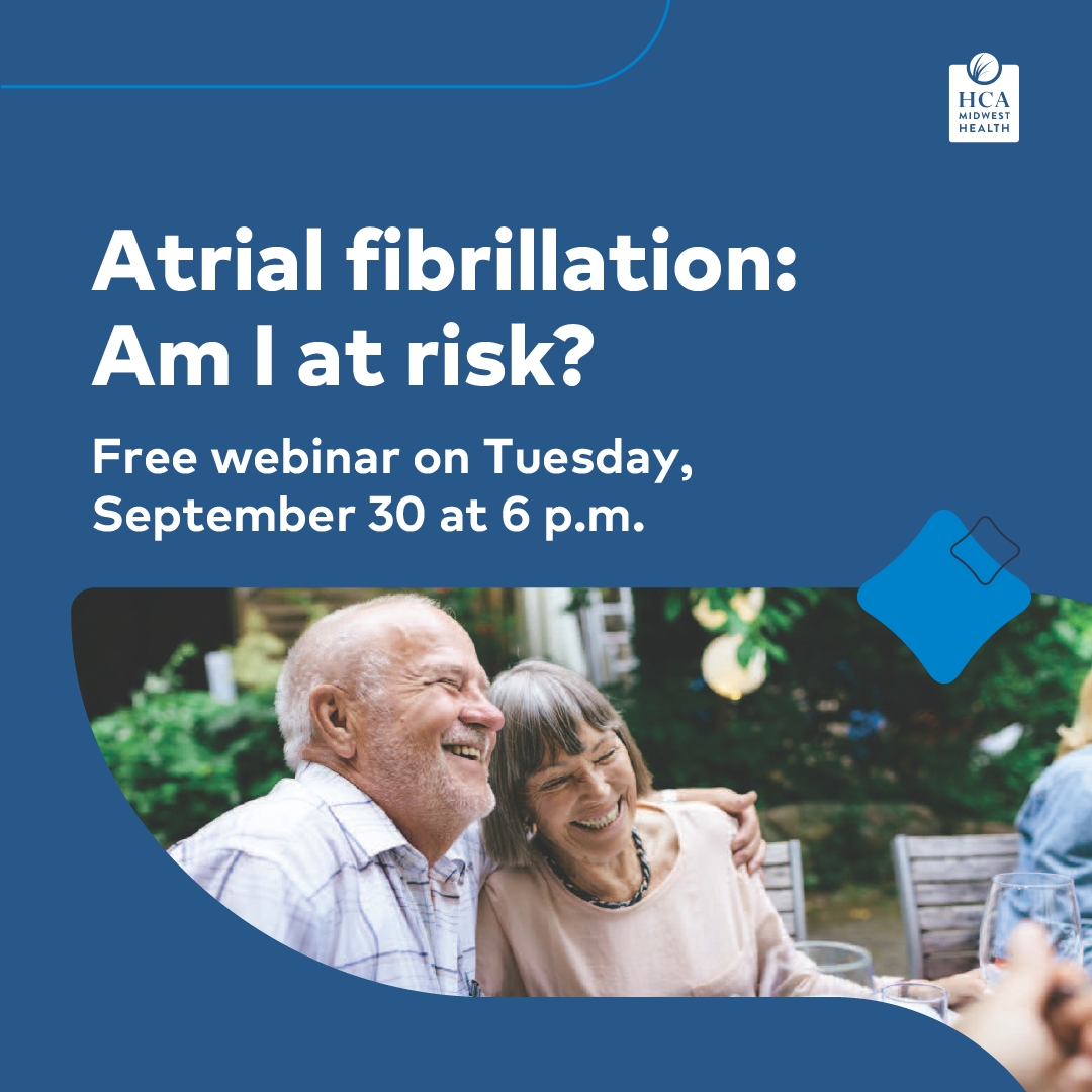 #DYK more than 2.7 million Americans live with atrial fibrillation (Afib)? Left untreated, it can lead to serious complications. Recognize and reduce your risk for Afib. FREE webinar hosted by our electrophysiology experts. Register today: hcamidwest.com/locations/over…