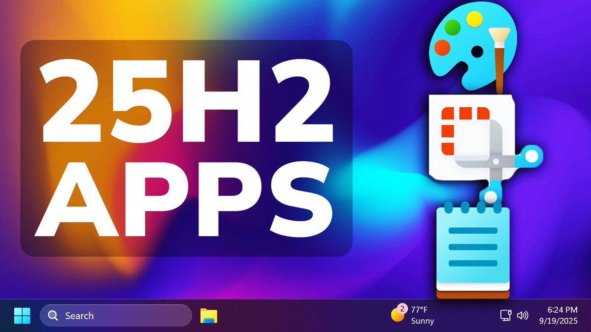 itstechbased's tweet image. New Windows 11 25H2 App Updates - Paint, Notepad and Snipping Tool with New Features
More info: youtu.be/sILRixXxvGw