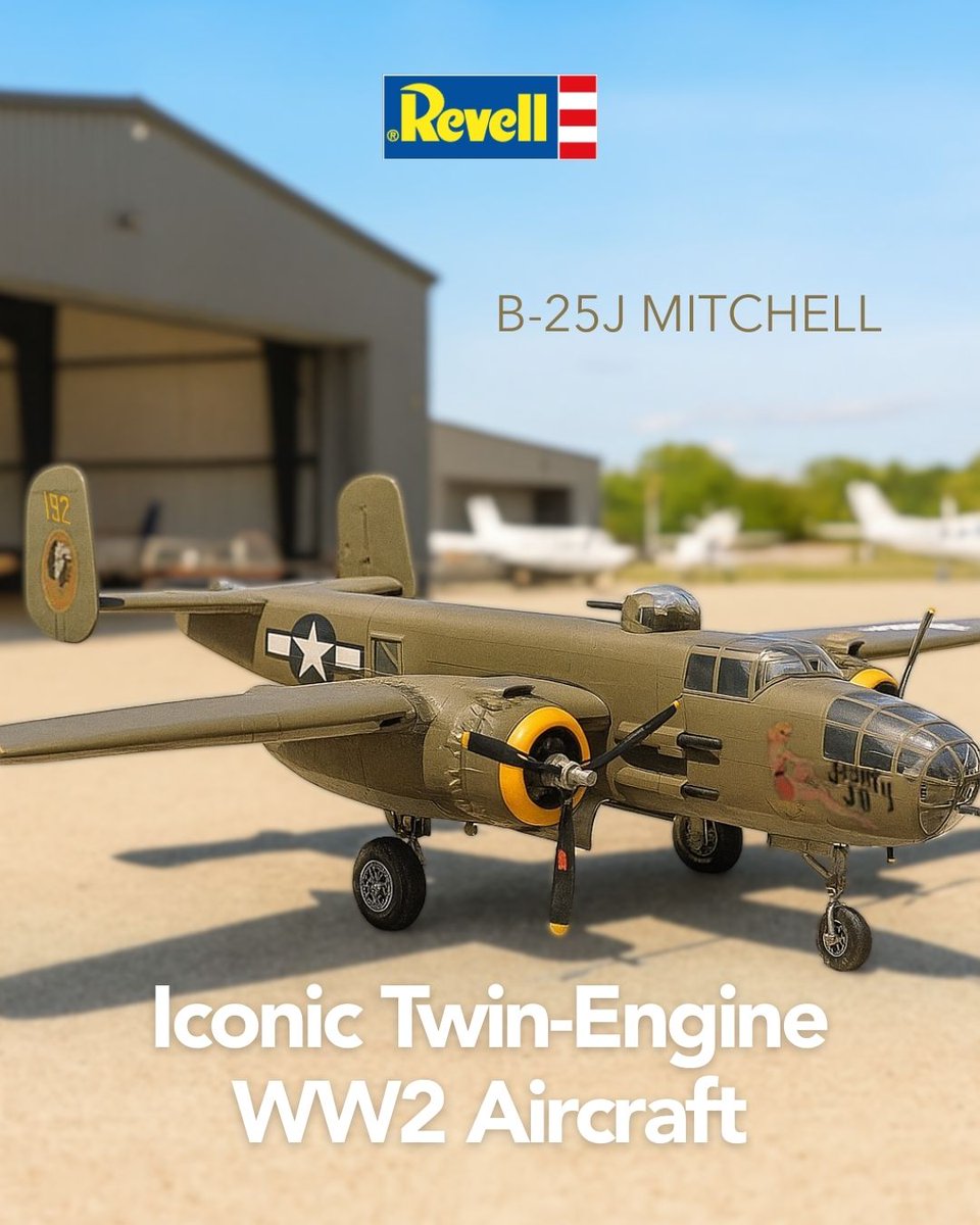 RevellUSA's tweet photo. The B-25J Mitchell wasn’t just a plane - it was a legend of the skies. Recreate one of the most iconic twin-engine aircraft of World War II.
We’d love to hear from you! Which part of this model would you build first? 👀
https://t.co/bXNPvlvau0
#Revell #RevellUSA #B25Mitchell https://t.co/cq8f8fcRV0