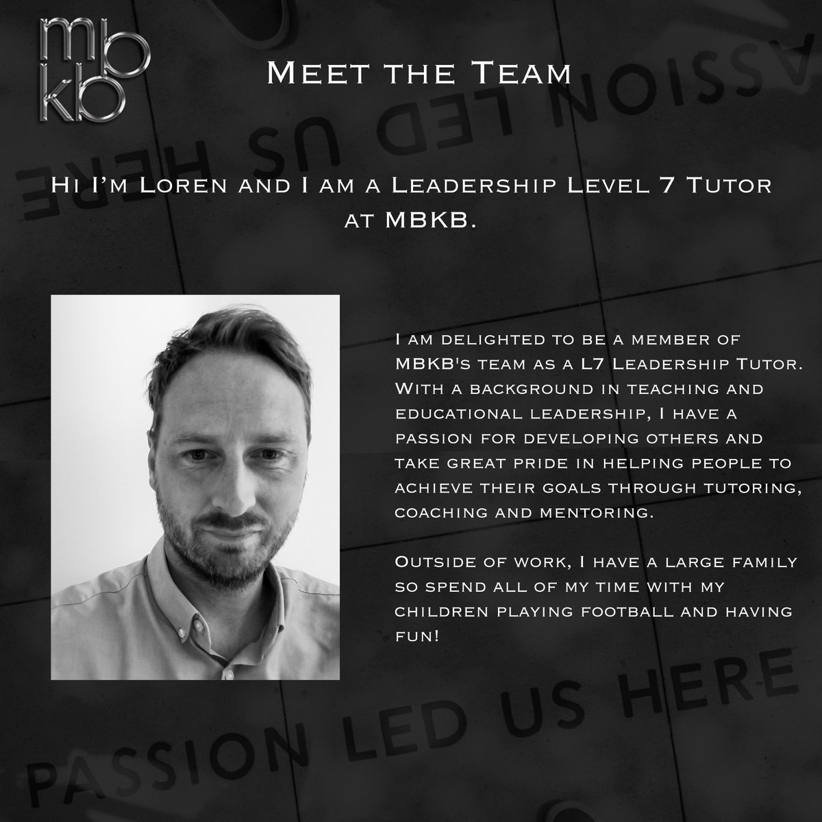 mbkbtraining's tweet image. 📣 Continuing our Meet the Team series, we’re excited to introduce Loren Tharme, one of our Leadership Level 7 Tutors! 💼 ⚽️

Welcome to the team, Loren – we’re so pleased to have you onboard! 🌟

#MBKB #MBKBTraining #TeamMBKB #OfstedOutstandingTrainingProvider #MeetTheTeam