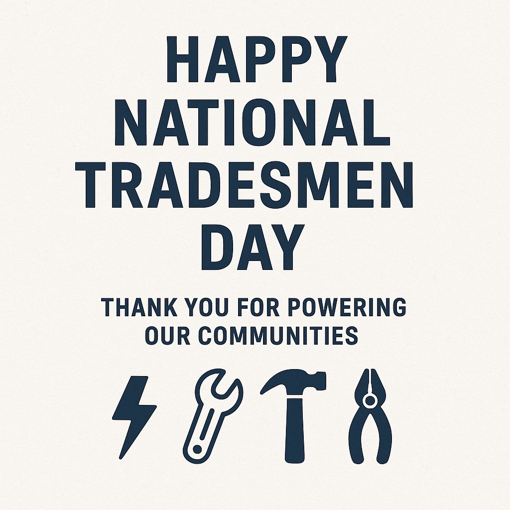 Happy National Tradesmen Day!

Today we salute the skilled men and women whose hard work, craftsmanship, and dedication keep our communities strong. 👷‍♂️👷‍♀️

#NationalTradesmenDay #SkilledTrades #ThankYou #PoweringTheFuture