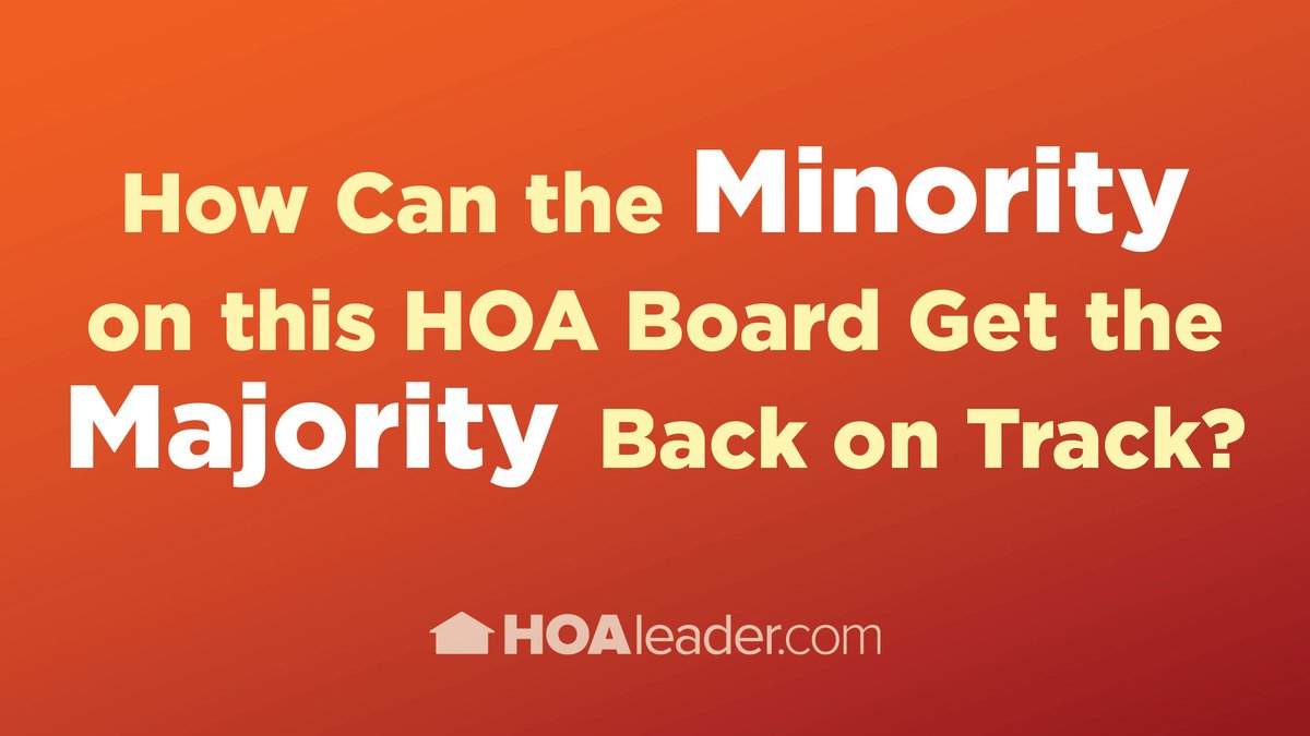 Conflict is brewing in one #HOA board where decisions are made by a majority that leaves others in the dark. Our experts weigh in on how these leaders can learn to work together for the good of their community. 

Learn more: ow.ly/QHbo50WXOit

#HOAManagement #HOAIssues