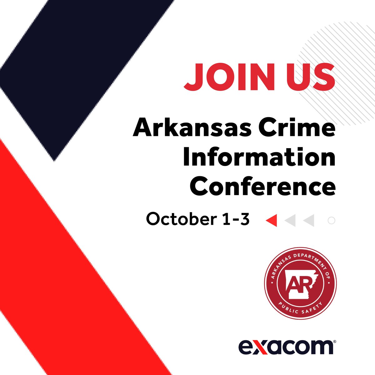We’re excited to be exhibiting at the Arkansas Crime Information Center Conference!

Visit our booth to learn how HindSight Cloud, our fully cloud-native recording platform, helps law enforcement and public safety agencies simplify recording and prepare for the future.