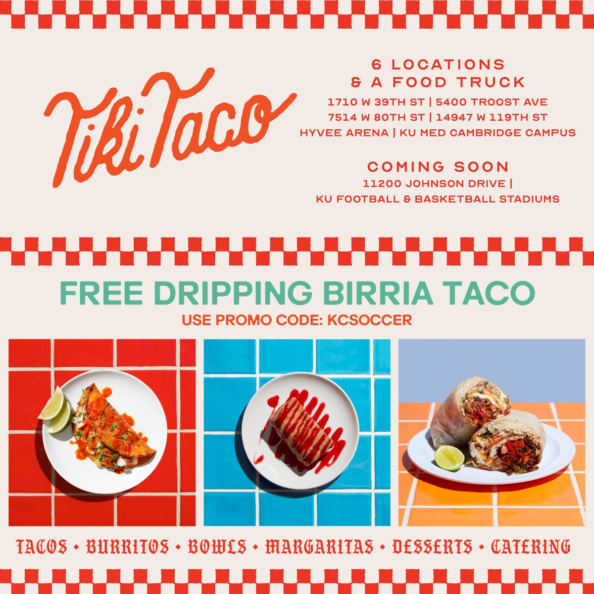 GarminOlathe's tweet photo. Tiki Taco - is part taco shop, part hangout,  part bar, part neighborhood joint.  Swing by any of our locations.  Newest location at 119th &amp; Blackbob in Olathe and is perfect for larger groups and has outdoor seating! https://t.co/Av2XXp5MRX