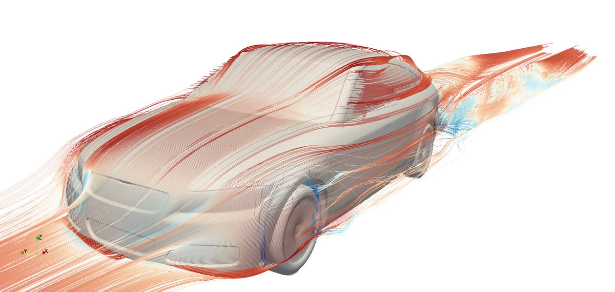 🚗💨 3D streamlines around a car using higher-order simulations on the DrivAer model with an Adaptive DG solver.
Capturing wake, separation &amp; near-wall flow with high fidelity for better aerodynamic predictions.
Thanks to Alessandro Colombo!

#CFD #Aerodynamics #HPC