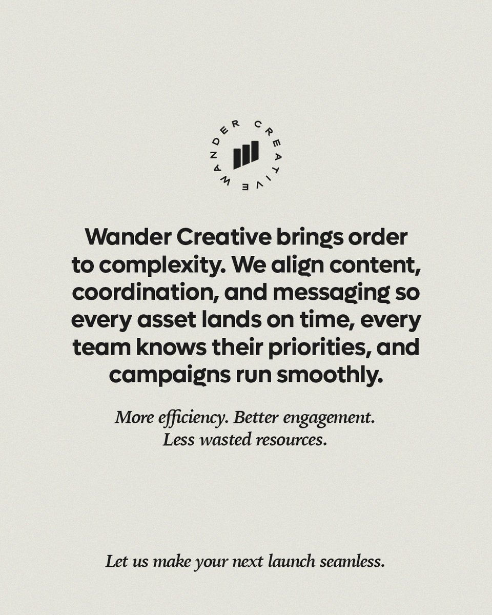 WanderCreative's tweet image. Inefficient processes can cost organizations 20–30% of revenue. Wander brings order to complexity—aligning content, coordination, and messaging so every campaign runs seamlessly.
👉 More efficiency. Better engagement. Less waste.

#WanderCreative #CampaignExecution…