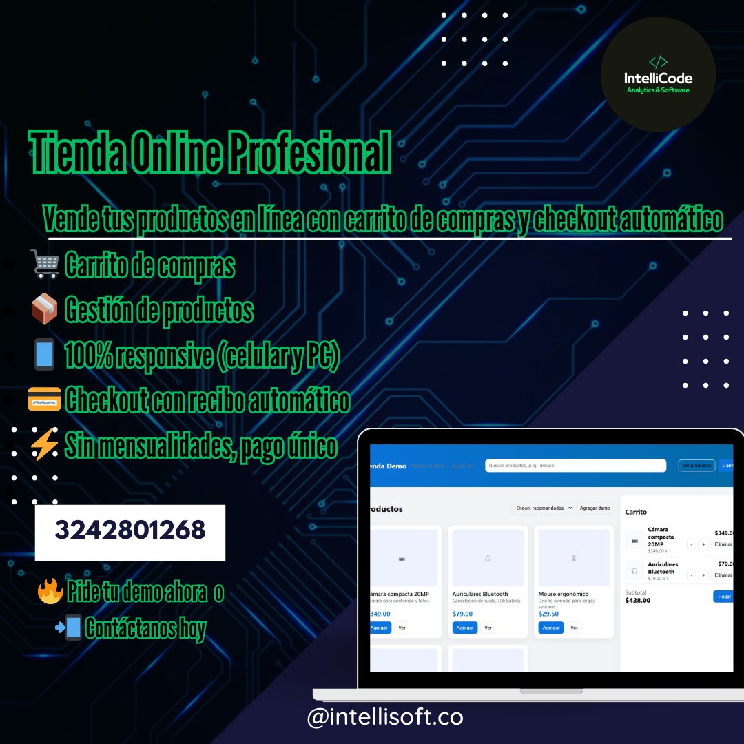 IntelliCodeA_S's tweet image. ✨ Lleva tu negocio al siguiente nivel ✨
Webs profesionales para barberías 💈 y tiendas online 🛒
✅ Agenda citas
✅ Control de ventas
✅ Inventario
✅ Catálogo + carrito

🚀 Sin mensualidades | Demo disponible
👉 wa.link/tcrjms
#Negocios #Emprendedores #Web