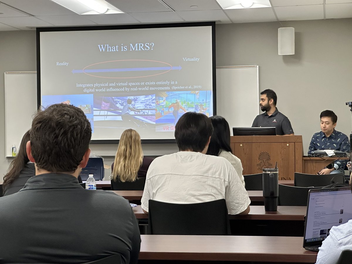 Full house for our first Brown Bag seminar this semester. <a href="/UofSC_HRSM/">USC HRSM</a>’s Department of Sport and Entertainment faculty and PhD students learning about mixed reality sport. Thanks to Drs Gupta and Hwang for leading the first section!