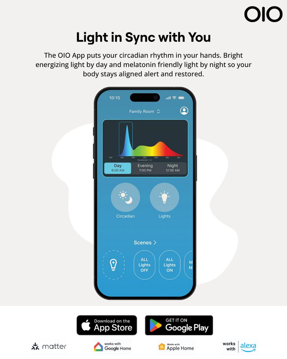 Meet the OIO App 🌞🌙

Your daily rhythm deserves more than “on” and “off.” With OIO, you can align your light with your biology, energizing blue light by day to keep you sharp, and calming, melatonin-friendly light at night to help your body recharge.

Take control of your