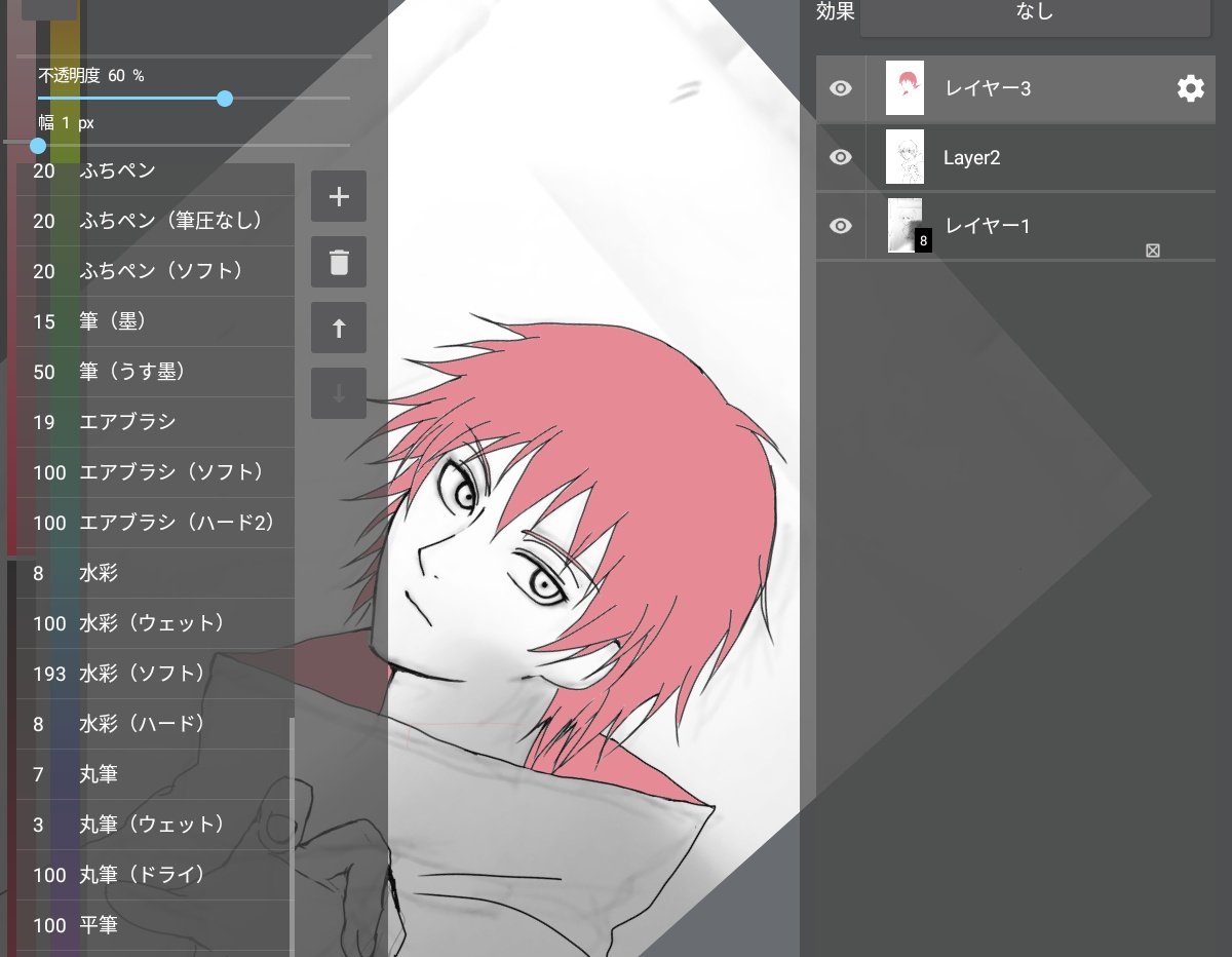 頑張ってレイヤー使ってるよ！鉛筆で線書くと描きやすかった！