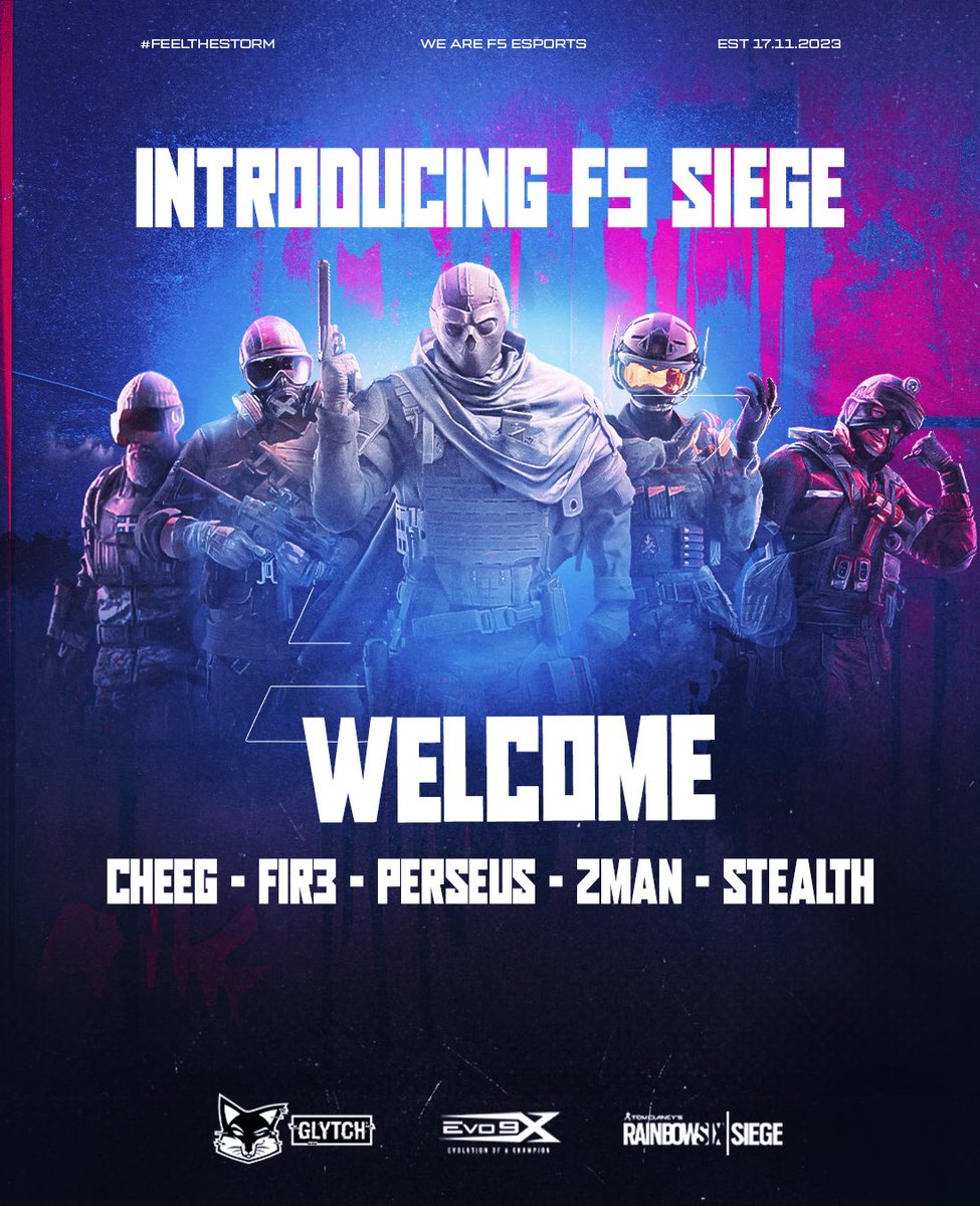 F5 Esports (@f5_hqs) on Twitter photo Time for an update! Introducing the revamped F5 Siege Roster! πͺοΈ
π΄<a href="/ZmanFPS/">Dylan π΅π</a>
βͺοΈ<a href="/StealthR6S/">Stealth</a>
π΄<a href="/Perseus_SnB/">Perseus</a>
βͺοΈ<a href="/cheeg_r6/">cheeg</a>
π΄<a href="/Fir3_r6/">Fir3</a>
π§ <a href="/FlanDaddyR6/">FlanDaddy.F5</a>
#FeelTheStorm | #F5R6 Time for an update! Introducing the revamped F5 Siege Roster! πͺοΈ
π΄<a href="/ZmanFPS/">Dylan π΅π</a>
βͺοΈ<a href="/StealthR6S/">Stealth</a>
π΄<a href="/Perseus_SnB/">Perseus</a>
βͺοΈ<a href="/cheeg_r6/">cheeg</a>
π΄<a href="/Fir3_r6/">Fir3</a>
π§ <a href="/FlanDaddyR6/">FlanDaddy.F5</a>
#FeelTheStorm | #F5R6