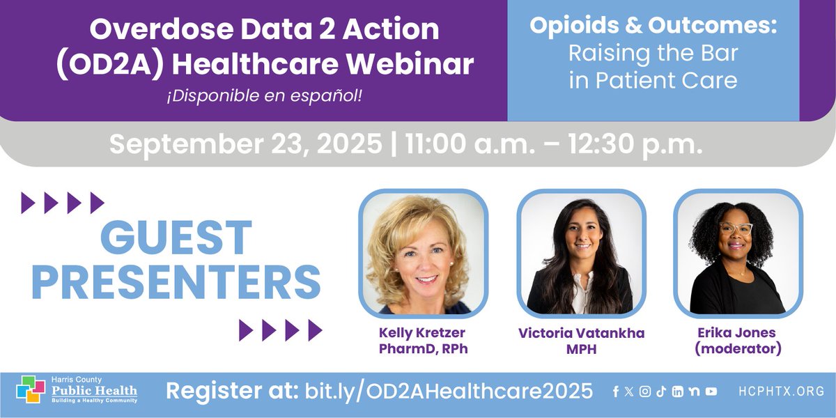 AlosaHealth's tweet image. Please join us this Tuesday, September 23 for @hcphtx's OD2A Healthcare Webinar, which will feature a guest presentation by Alosa's very own Kelly Kretzer, PharmD, RPh! Register here: bit.ly/OD2AHealthcare…

#OD2A #healthcare #publichealth #evidencebasedmedicine #harmreduction