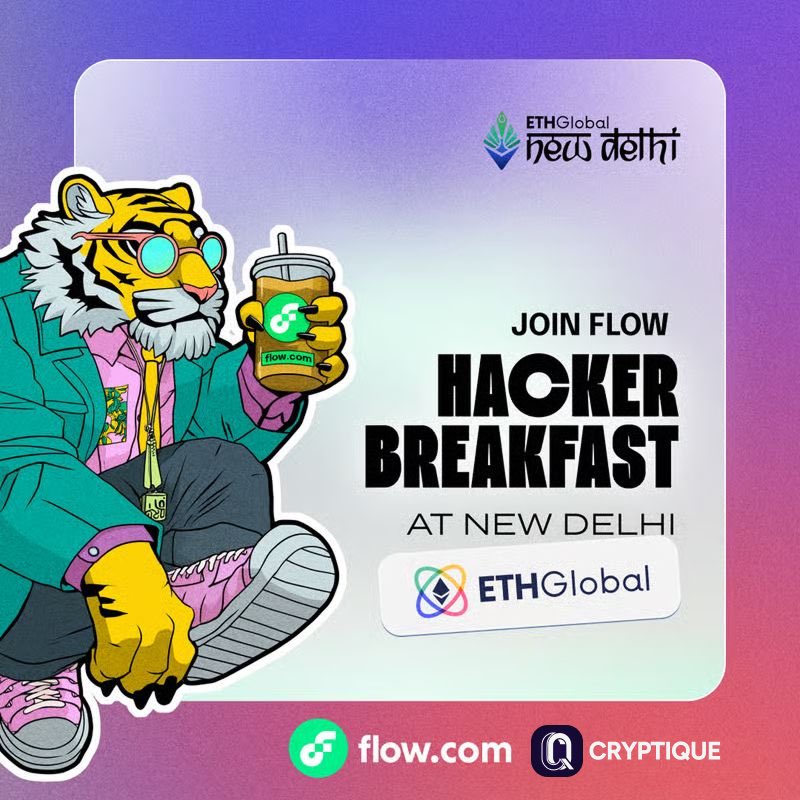 CodingCatalystt's tweet image. 🥞 Kickstart your #ETHGlobal New Delhi with Builder Breakfast by @flow_blockchain & @cryptiqueio 🚀
📍 Dwarka | Fri, Sept 26 | 9AM–12PM
☕ Fuel up with breakfast & coffee
🧠 Get insights from Flow experts
💰 Strategize for $10k in bounties
RSVP: luma.com/ik2tidq8