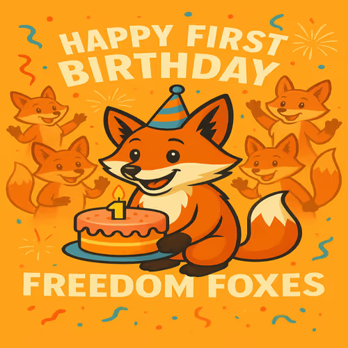 FreedomFoxes's tweet image. All holders of a @FreedomFoxes NFT have now received their second airdrop as part of the Birthday Week Celebrations, this Commemorative 1st Birthday NFT! 🎁🎂

Thank you as always to the Freedom Fox Community for all your support over the past year. Exciting things to come in…