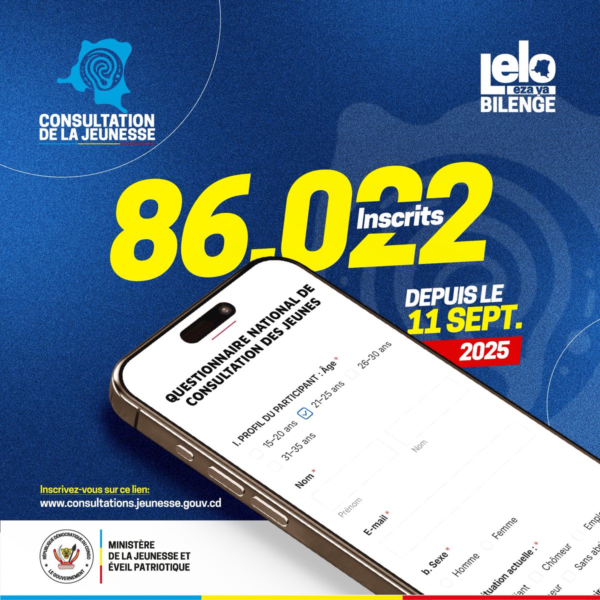 KALAMBA (@tatu_kalamba) on Twitter photo La jeunesse congolaise soutient à 100% les consultations nationales lancées par SEM la Ministre <a href="/GraceKutino/">Grace Emie Kutino</a>.
Travailler pour les jeunes sans les impliquer, c’est une vieille tradition qu’il est temps de dépasser.
#ConsultationsNationales #JeunesseEngagée #RDC
<a href="/Raissabulela1/">Raïssa Rbk 🍯</a> La jeunesse congolaise soutient à 100% les consultations nationales lancées par SEM la Ministre <a href="/GraceKutino/">Grace Emie Kutino</a>.
Travailler pour les jeunes sans les impliquer, c’est une vieille tradition qu’il est temps de dépasser.
#ConsultationsNationales #JeunesseEngagée #RDC
<a href="/Raissabulela1/">Raïssa Rbk 🍯</a>