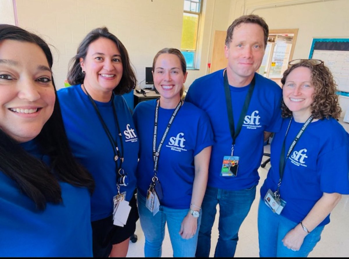 SFT members from Keane wearing their new SFT shirts honoring our sisters &amp; brothers who went on strike 50 years ago!
Those amazing members all gave up two days pay for each day and 12 SFT Leaders went to jail to ensure the rights that all <a href="/nysut/">NYSUT</a> and <a href="/NYSAFLCIO/">NYS AFL-CIO // #UnionStrong</a> enjoy today!