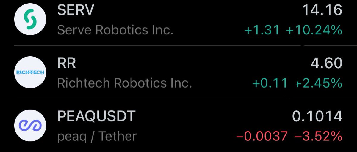 ether_monk's tweet image. 3 Robotics Horses that i’m betting on 🤖
For crypto, $PEAQ is my pick. Betting on the biggest infra powering robotics economies.
For stocks, $RR and $SERV are both solid picks under 1b mcap
All 3 are already up decently since I first shared, but imo the real upside is yet to…