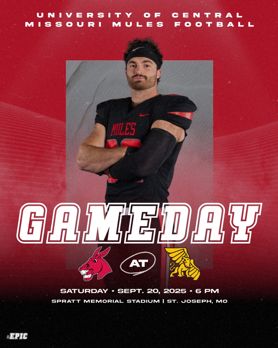 Saturday night football in St. Joe to open <a href="/TheMIAA/">The MIAA</a> play❗️

🆚 | at MoWest
🕕 | 6 PM
🏟️ | Spratt Memorial Stadium
📻 | 1450 KOKO AM, 92.1 FM, 98.5 The BAR FM
🔊 | WarrensburgRadio.com
💻 | TheMIAANetwork.com/UCMMULES ($)
📈 | bit.ly/3IpGDQe

#teamUCM x #EPIC