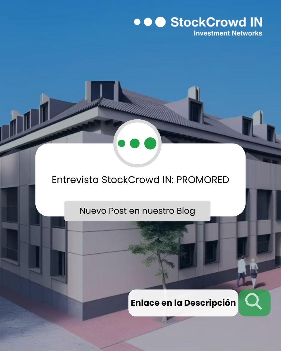 🗓️ ¡Ya disponible en nuestro blog!

Conoce más de cerca a PROMORED, un promotor que apostó por el crowdlending en su proyecto: Los Lares de Velilla, de la mano de StockCrowd IN.

👉 Léelo aquí:  buff.ly/7ya6DSN 

#Blog #StockCrowdIN #Crowdlending #Proyecto #Promotor
