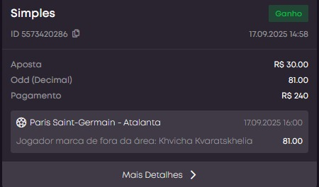 🥳Nesta semana a <a href="/vbet_brasil/">VBET Brasil</a> lançou uma interessante modalidade de odds, a ODD SURPRESA.

Funciona seguinte forma: você faz uma aposta (no caso odd 81.00). Depois a <a href="/vbet_brasil/">VBET Brasil</a> escolhe: se você for sortudo, ela paga odd 8.00. Se você não for sortudo, ela anula a aposta!!!

A