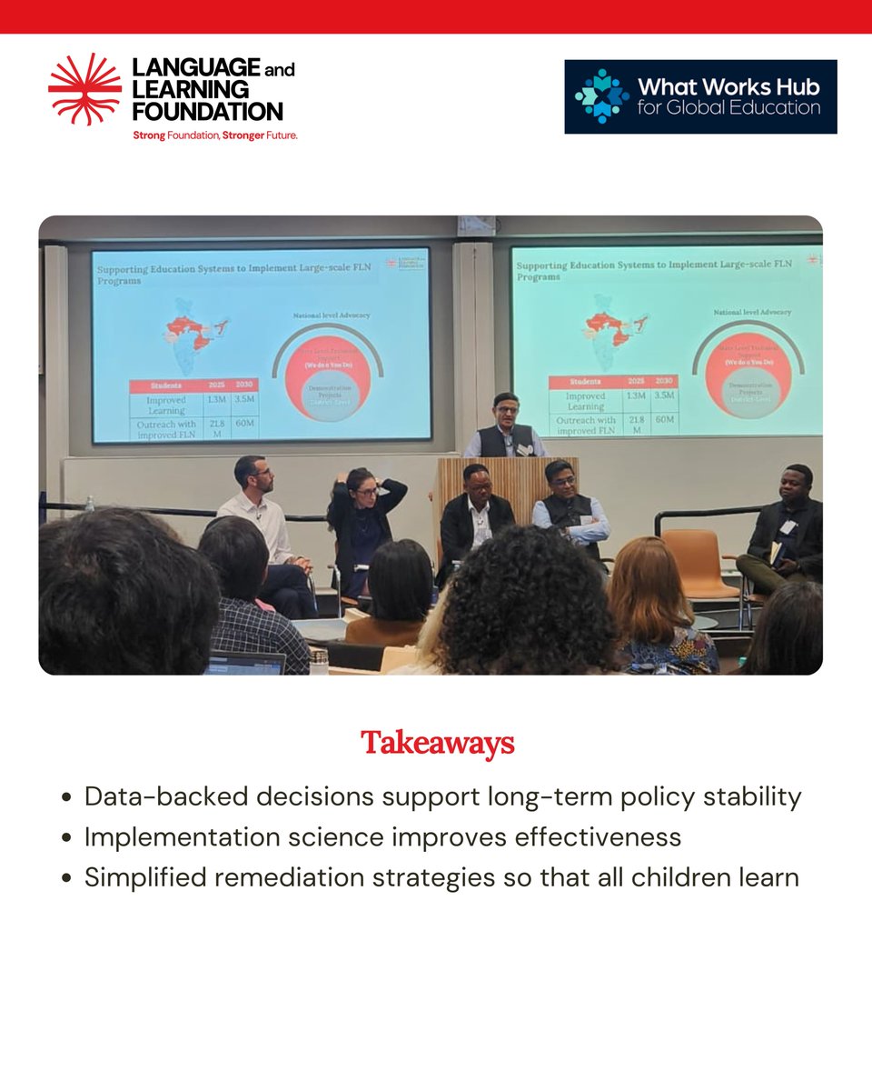 LLF_edu's tweet image. Delighted to join the What Works Hub for Global Education seminar at Oxford on “Maximising Impact when Resources are Tight.” Discussions focused on leveraging evidence, systems and collaboration to drive sustainable education reform.
#UKFIET2025 #FoundationalLearning #EdPolicy
