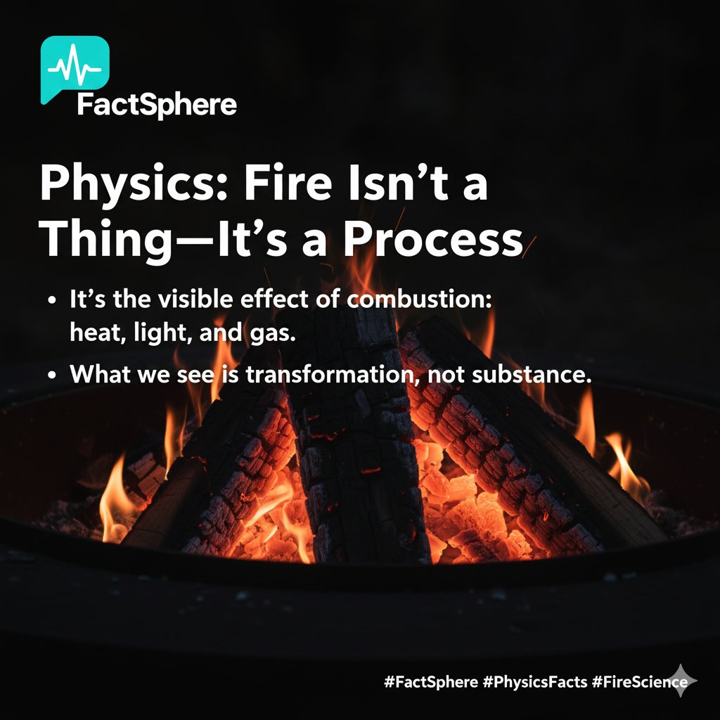 FactSphereHQ's tweet photo. Physics: Fire Isn’t a Thing—It’s a Process  
It’s the visible effect of combustion: heat, light, and gas.  
What we see is transformation, not substance.  
#FactSphere #PhysicsFacts #FireScience https://t.co/o4NvdvbNRd