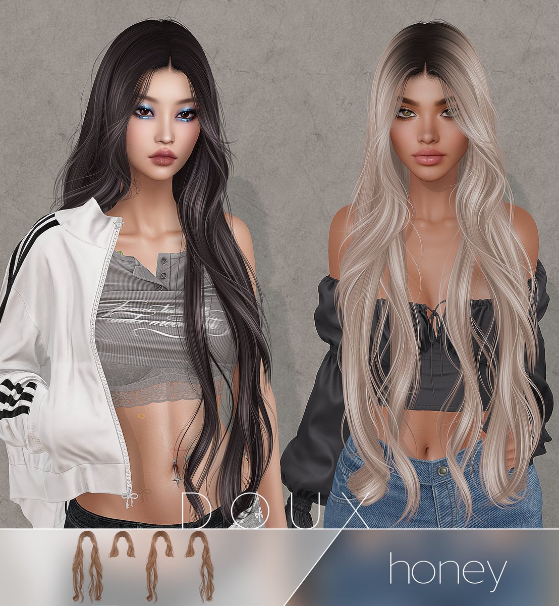 DOUX  Honey Hairstyle 🍯✨
Soft waves, endless style, dropping tomorrow (9/20) at Dubai Event. 🍯✨

maps.secondlife.com/secondlife/Hor…
