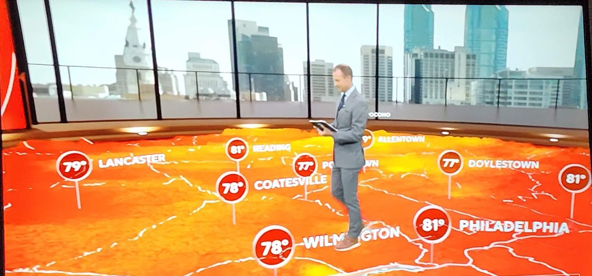 Local TV weather guy puts scary red colors in for high 70s and low 80s. Temps for that day were typically average.
