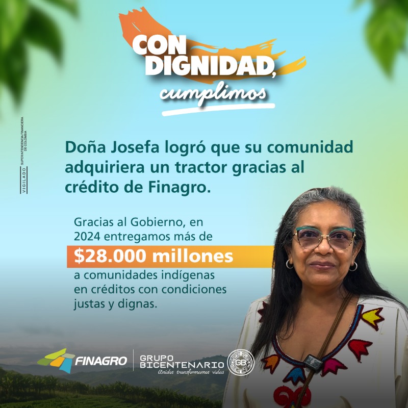 Finagro's tweet photo. En 2024, Finagro respaldó a comunidades indígenas con más de $28.000 millones en créditos con condiciones blandas.

El futuro del campo también se teje con la fuerza de los pueblos indígenas.