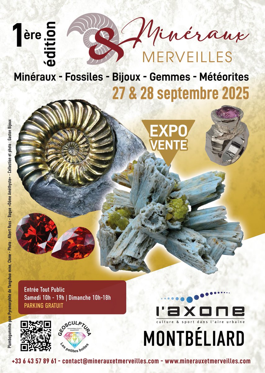 🎁Cette semaine, Comtoise Radio et L'Axone Montbeliard vous invitent à la première édition du salon Minéraux et Merveilles !
Pour gagner vos invitations, écoutez JP le matin à 7H45 sur Comtoise Radio.