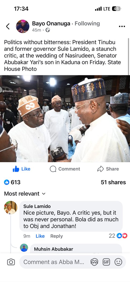 Baba Sule Lamido replies Bayo Onanuga 😂