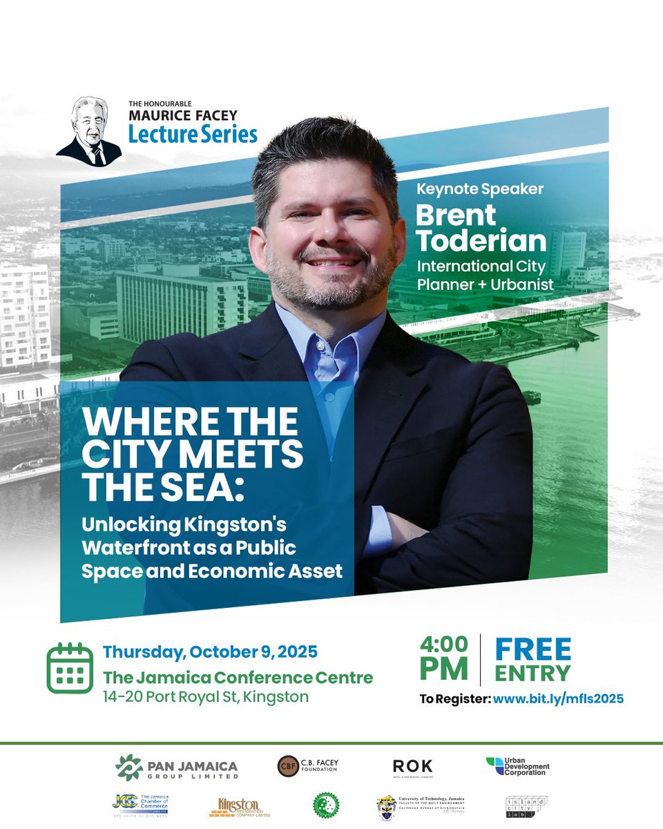 BrentToderian's tweet image. OCTOBER 9th in Kingston Jamaica! If you’re nearby, register to come hear me speak on better cities, better waterfronts and the future of Kingston city-building. I’ll be meeting and working with local leaders that trip too, helping as much as I can. Spread the word.…