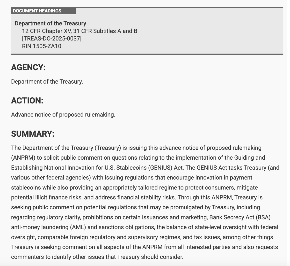 Xfinancebull's tweet photo. JUST IN🚨 The U.S. Treasury just kicked off stablecoin regs under the GENIUS Act. 

THIS IS BULLISH FOR $XRP!

While others scramble, Ripple’s $RLUSD is already one of the few fully regulated USD stables. 

The rails are being built, and Ripple ( $XRP) is sitting front row. https://t.co/xpX0jzpJ6t