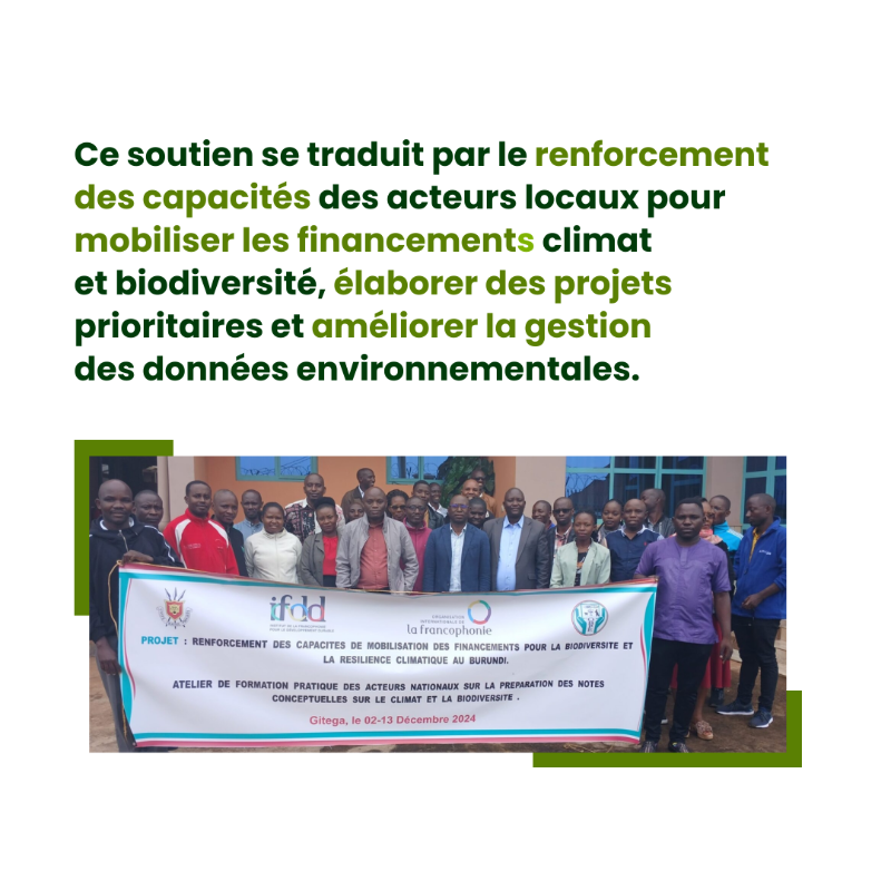 OIFrancophonie's tweet photo. Pour renforcer ses chances d’accéder aux financements climatiques, le #Burundi a formé des acteurs nationaux à la conception de projets. Avec le soutien de la #Francophonie, trois initiatives sont prêtes à être soumises à des fonds pour le #climat.

🔗 https://t.co/65HwxTmfHo