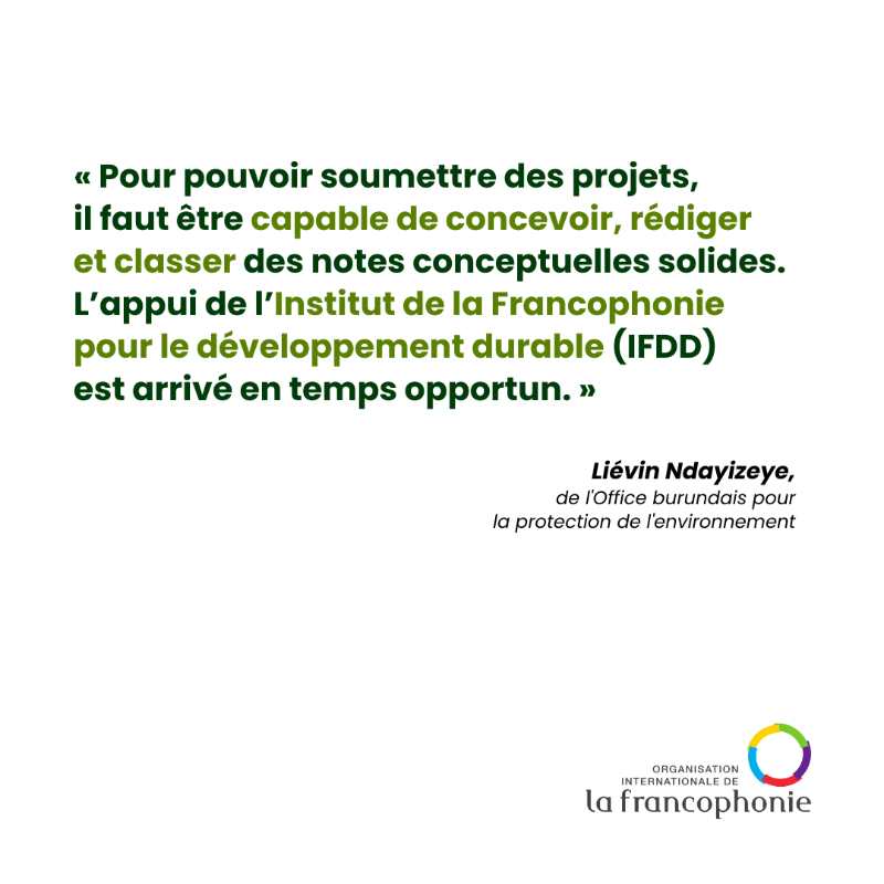 OIFrancophonie's tweet photo. Pour renforcer ses chances d’accéder aux financements climatiques, le #Burundi a formé des acteurs nationaux à la conception de projets. Avec le soutien de la #Francophonie, trois initiatives sont prêtes à être soumises à des fonds pour le #climat.

🔗 https://t.co/65HwxTmfHo
