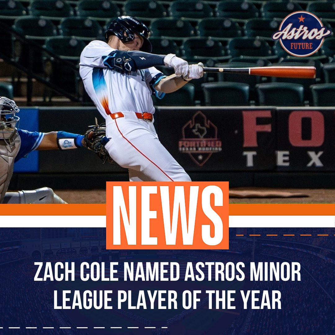 Zach Cole has been named #Astros minor league player of the year. In 97 minor league games this season he hit .279 with 22 2B, 7 3B, 19 HR, 65 RBI, 18 SB and a .917 OPS. #BuiltForThis