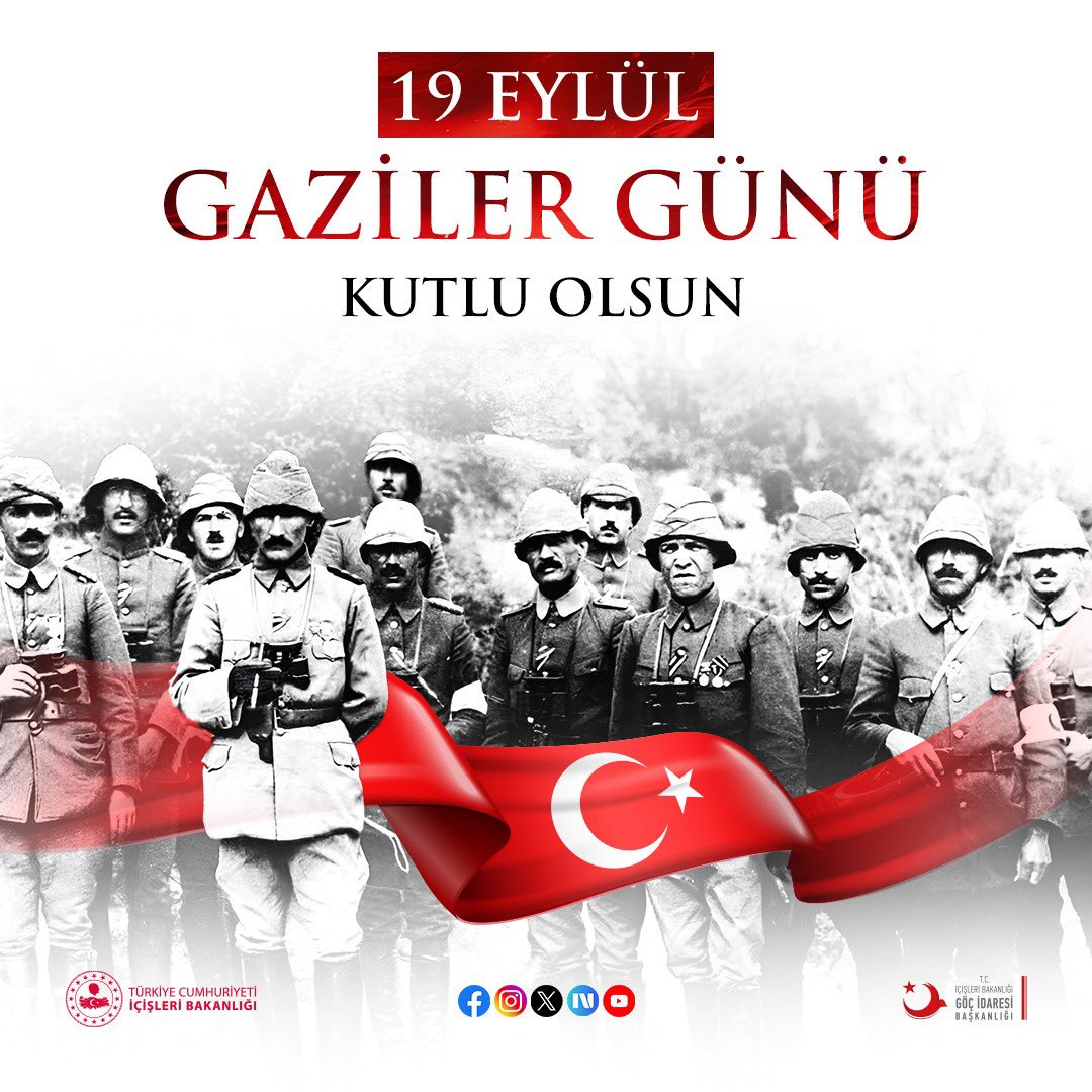 Vatanın bağımsızlığı, milletimizin huzur ve güvenliği için canlarını ortaya koyan kahraman gazilerimizin #GazilerGünü kutlu olsun. Gazi Mustafa Kemal Atatürk başta olmak üzere ebediyete irtihal eden tüm gazilerimizi rahmet, minnet ve şükranla anıyor; hayatta olan gazilerimize