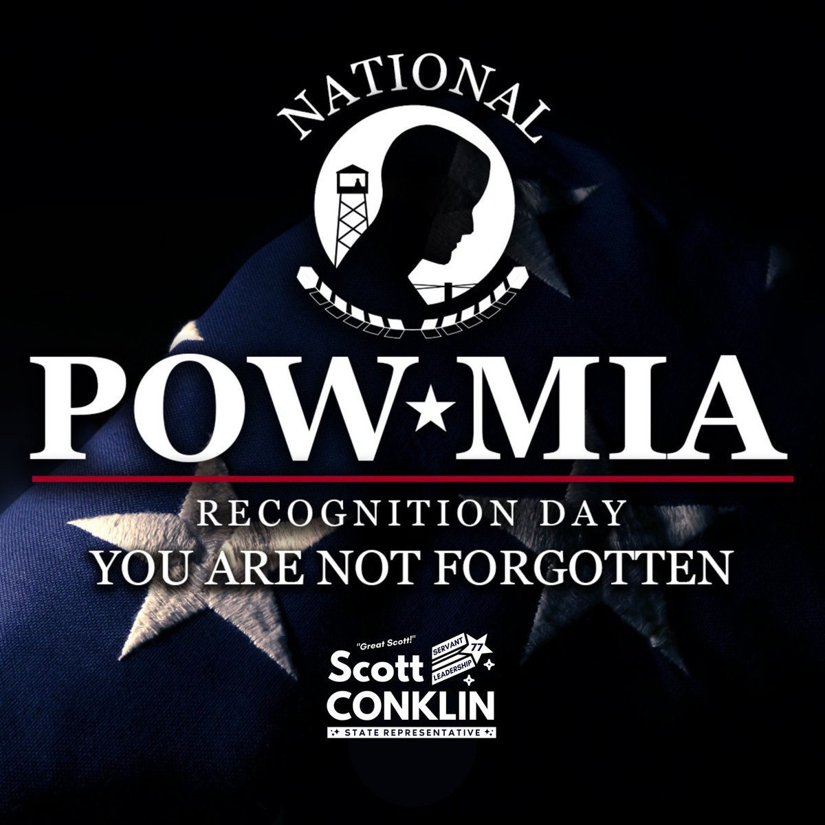 ScottConklinPA's tweet photo. Today is National POW/MIA Recognition Day. May we honor the brave Americans who were held as prisoners of war and remember those who never returned home to us. #POWMIADay https://t.co/MqH8WhOxKR