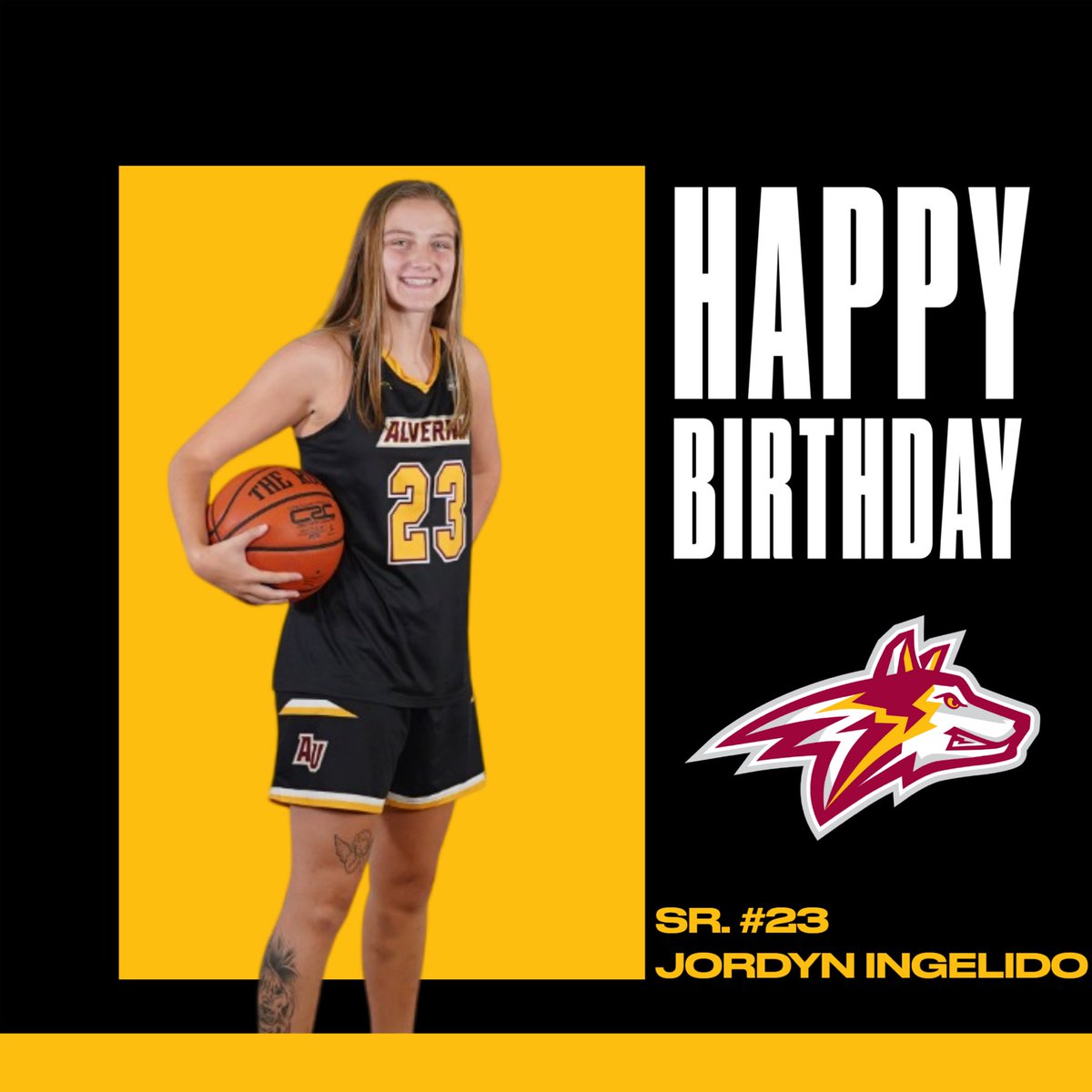 Happy Birthday to our Senior Jordyn Ingelido!! We hope you have an amazing day!! #auwbb #goldenwolves #earsup
