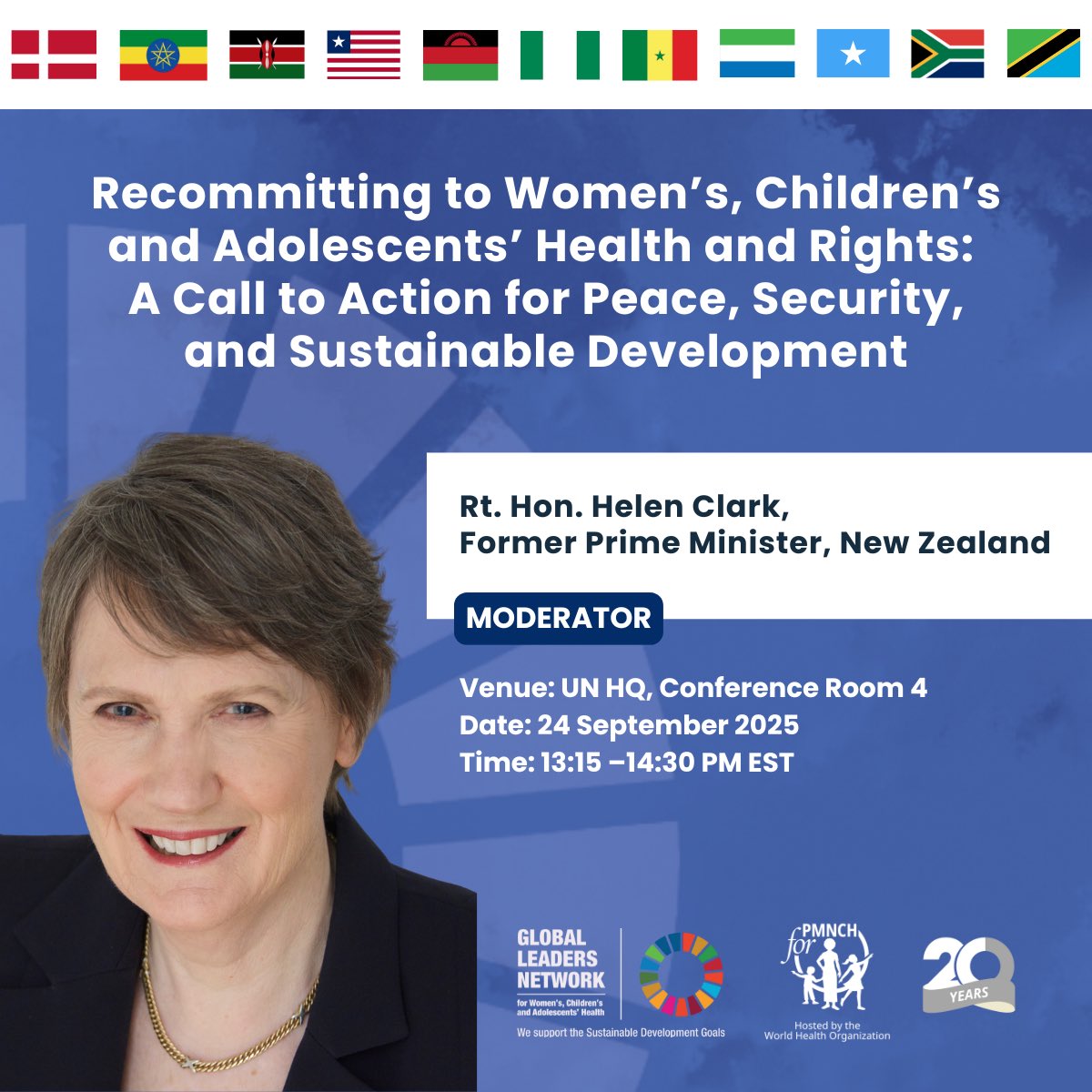 📣 We are honored to announce Rt. Hon. <a href="/HelenClarkNZ/">Helen Clark</a>, former Prime Minister, New Zealand and Board Chair, <a href="/PMNCH/">PMNCH</a>, will moderate the #GLNAtUNGA high-level event on recommitting to women’s, children’s, and adolescents’ health.

🗓 Sept 24 |📍 UNHQ
🔗: pmnchweb.typeform.com/to/ygNet4sa?ut…