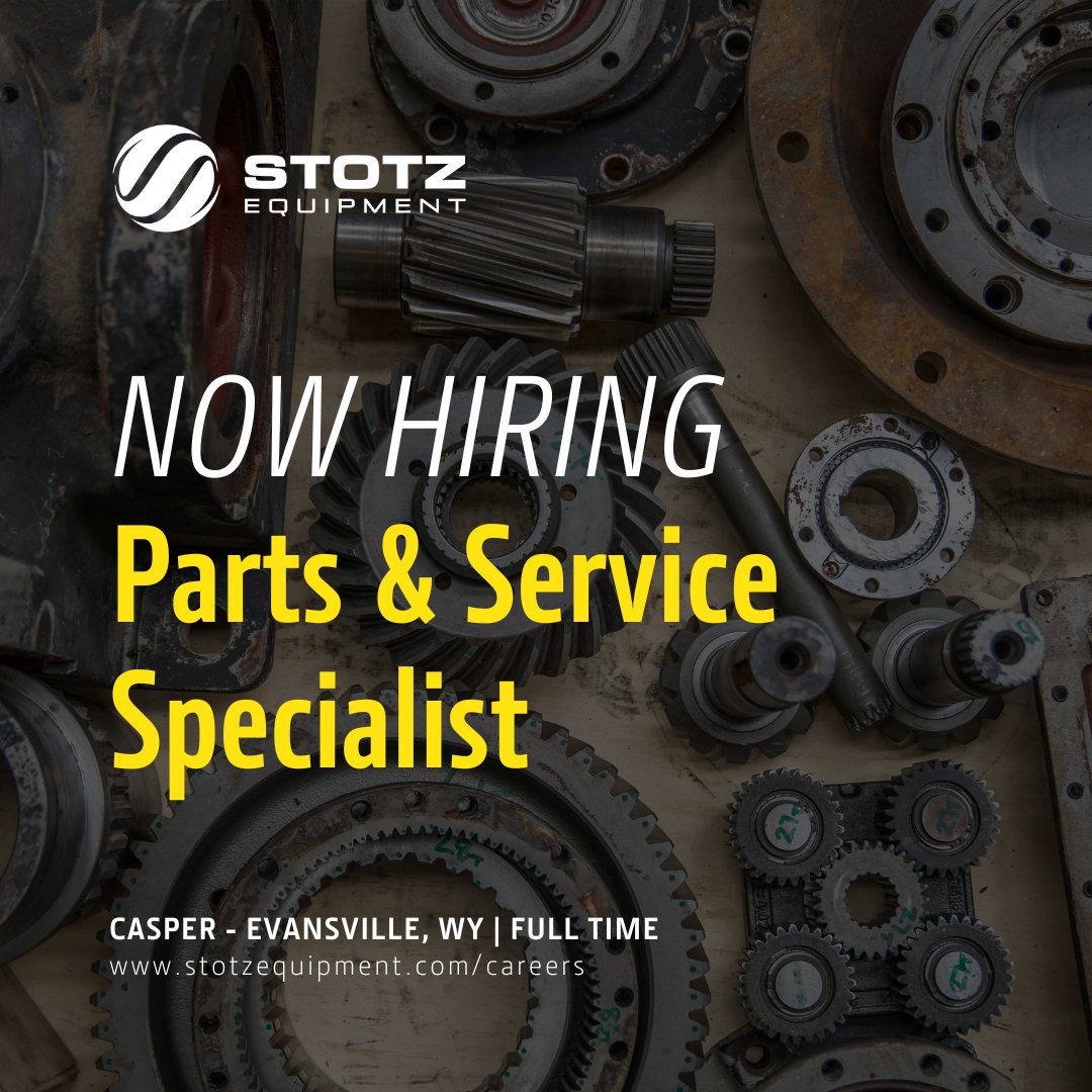 We’re Hiring in Casper, WY! 🔧
Do you enjoy helping people, staying organized, and working with equipment? Stotz Equipment is looking for a Parts &amp; Service Specialist to join our team. You’ll assist customers in-store and over the phone with parts orders, research equipment, and
