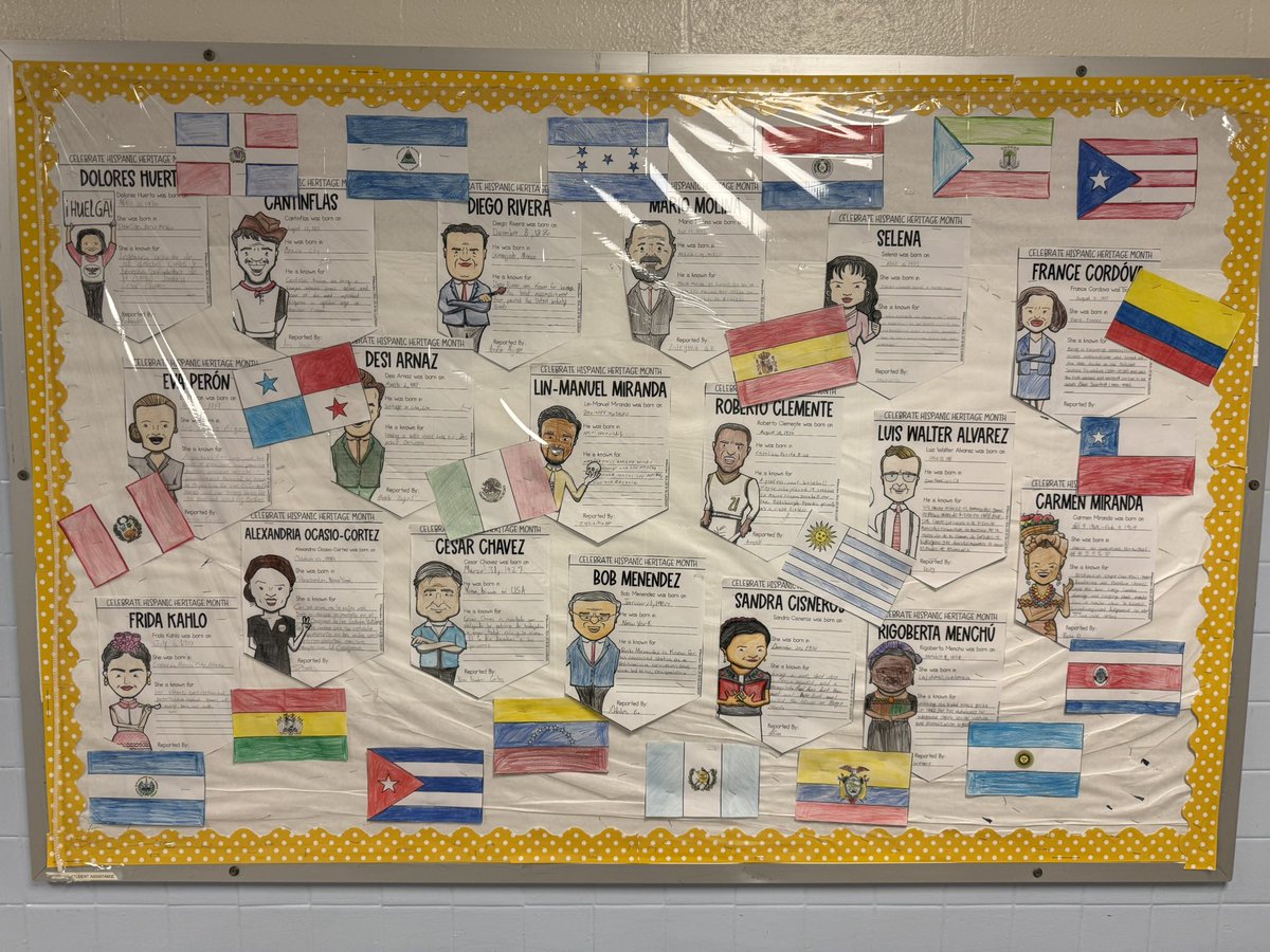 GMSVikings's tweet image. Latine Heritage Month is shining bright at GMS! 🌎💛💙 Look at all these beautiful bulletin boards created to celebrate our culture, history, and pride. #VikingPride #GlobalMindsSucceedTogether #LatineHeritageMonth #MCPSFutureReady @MCPS