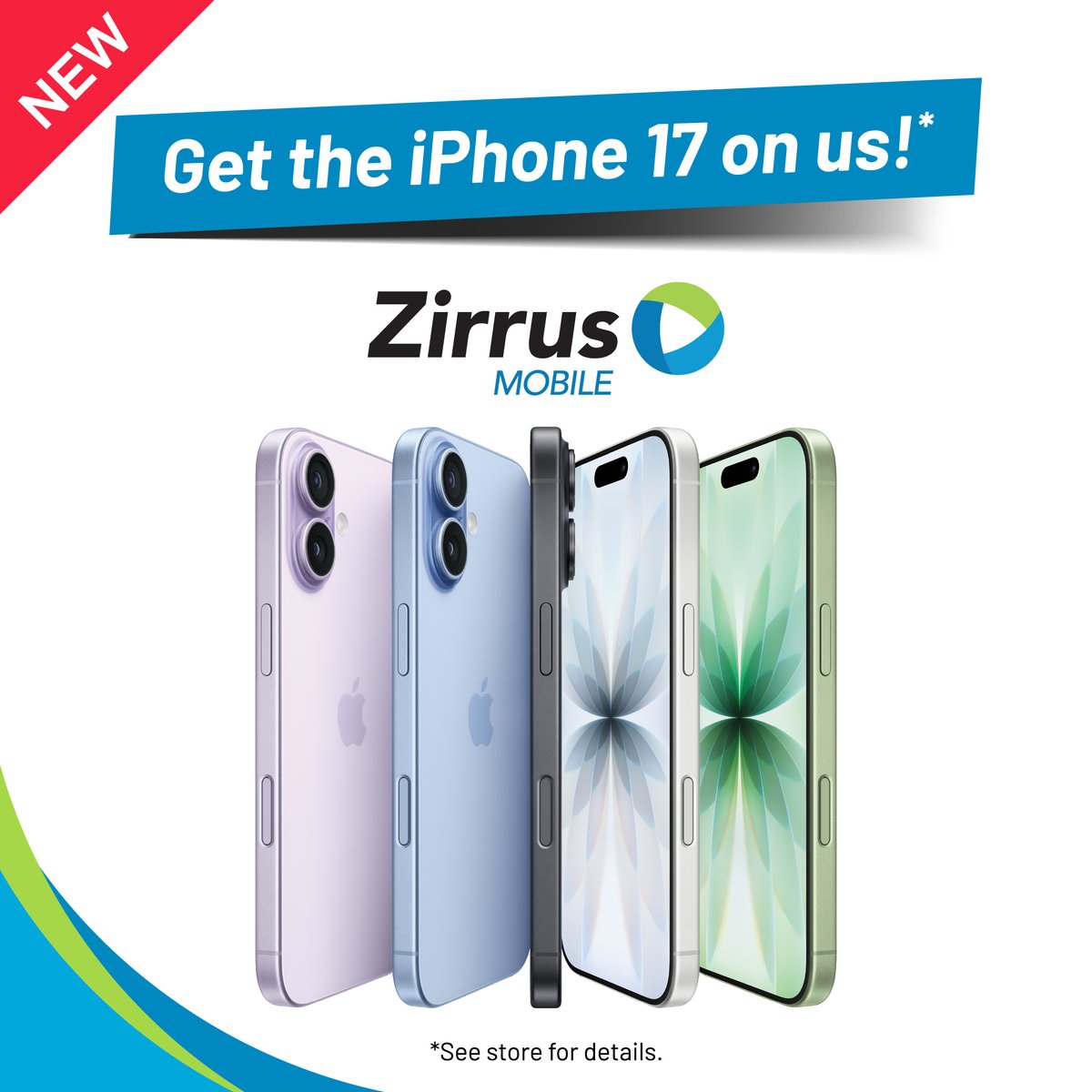 getzirrus's tweet photo. The new iPhone 17 is now available! Get it TODAY at one of our stores and experience 5 Star service from the #1 Local provider with trade-in options and even delivery straight to your door.

See store for details.

#iphone17 #delivery #iphone #apple #zirrus https://t.co/k4a6WtMDfT