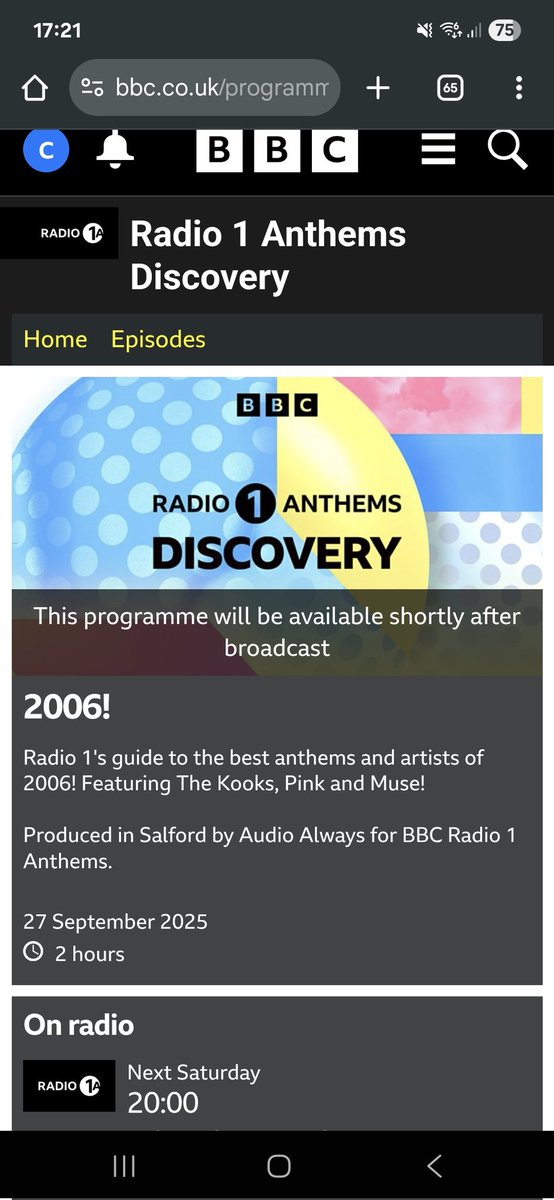 WE ARE SO BACK!! 🔥
Buzzing to return for Series 2 of <a href="/BBCR1/">BBC Radio 1</a> Anthems Discovery!!

8 brand new episodes packed with 00s &amp; 10s bangers 🎧
Kicking off with 2005 &amp; 2006 on Fri 26 + Sat 27 Sept, 8–10pm 📻

Now on DAB+, <a href="/BBCSounds/">BBC Sounds</a> &amp; smart speakers!
Can’t wait to share this with you ❤️