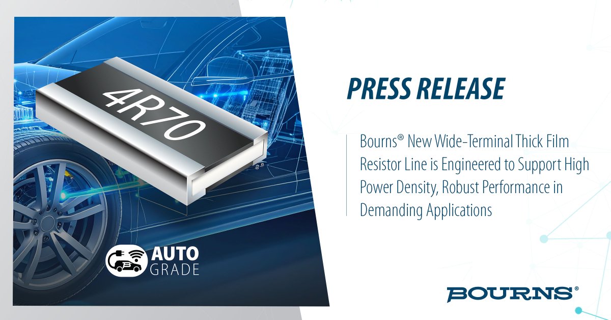 New Bourns CWM-Q Resistors! AEC-Q200, wide terminal for high power, robust performance! 0612/1225, up to 2W, -55°C to +155°C. Level up your design! bourns.co/4gtwdvl #Automotive #Resistors #PowerElectronics #Electronics #Bourns