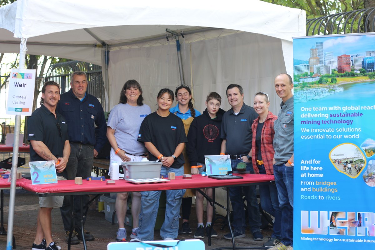 Thank you to Weir Portland volunteers and their families for sparking curiosity and inspiring future STEM makers at our casting booth, hosted at OMSI’s #OregonScienceFestival, September 13-14! More than 400 castings were created. #OMSI #Weir
