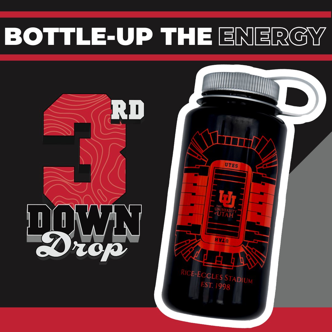 It's 3rd Down Drop time!

Grab your limited-edition Nalgene, designed by one of the U's very own graphic design students, Lewis Rasmussen, featuring the iconic Rice-Eccles Stadium. Snag yours before its gone!

Every Tuesday before a home game at the U, the <a href="/UtahRedZone/">Utah Red Zone</a> will
