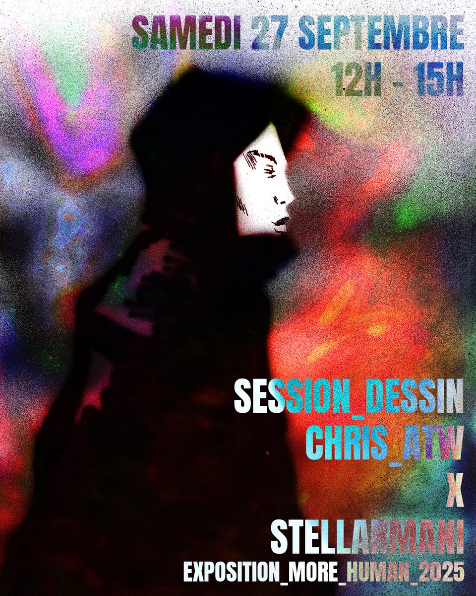 WORKSHOP : Session Dessin 
27.09.25 de 12H à 15H
66 rue notre dame de Nazareth, 75003 paris

Rejoignez nous durant l’exposition MORE HUMAN pour une session dessin, animé 
par chris_atw &amp; stellarmani, pour vous familiariser et échanger à propos du dessin de 12H à 15H.